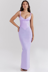 Breeze Orchid Satin Corset Maxi Dress | Dress In Beauty